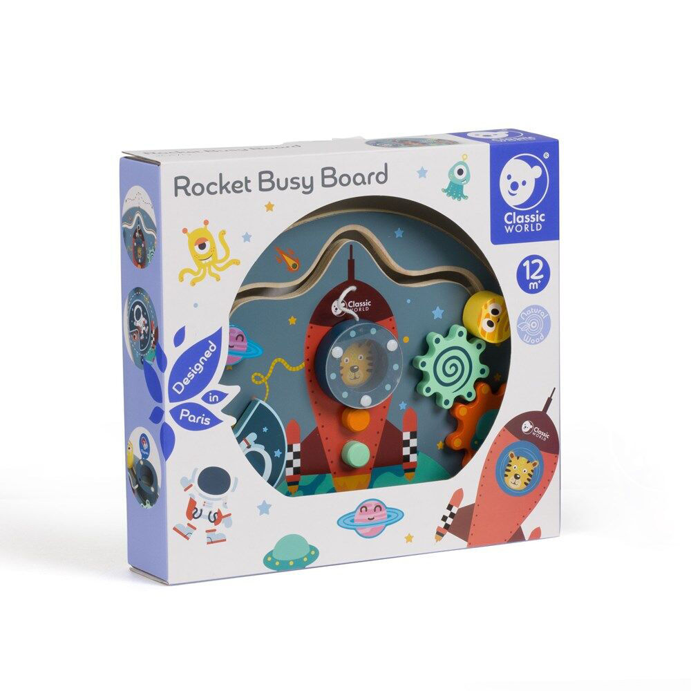 Classic World 12M+ Children's Wooden Busy Board Space Rocket