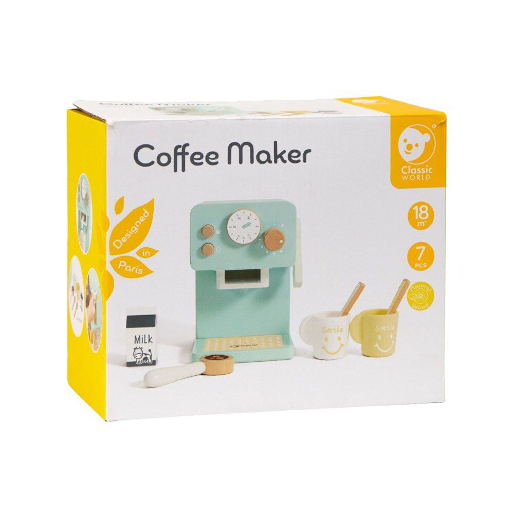 Classic World Children's Wooden Pretend Play Coffee Maker 18M+ (7 Pieces)