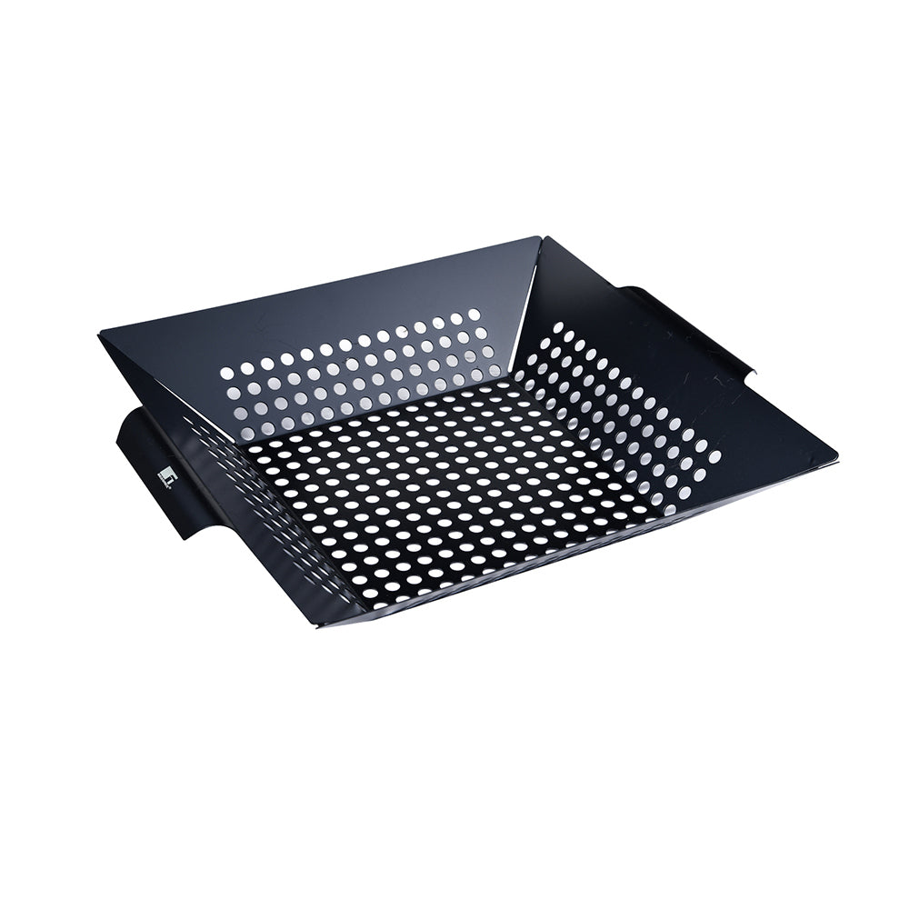 Bergner 35x31cm Iron Square Grill Basket w/ Handle For Barbeque/Fish/Meat Black