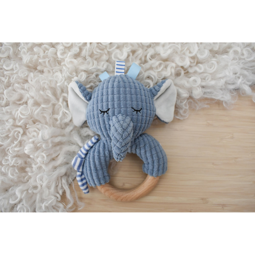 Koala Dream Snuggle Buddy Trunks Elephant Wood Baby Ring Rattle Blue 0M+ (3 Pack) — image 4