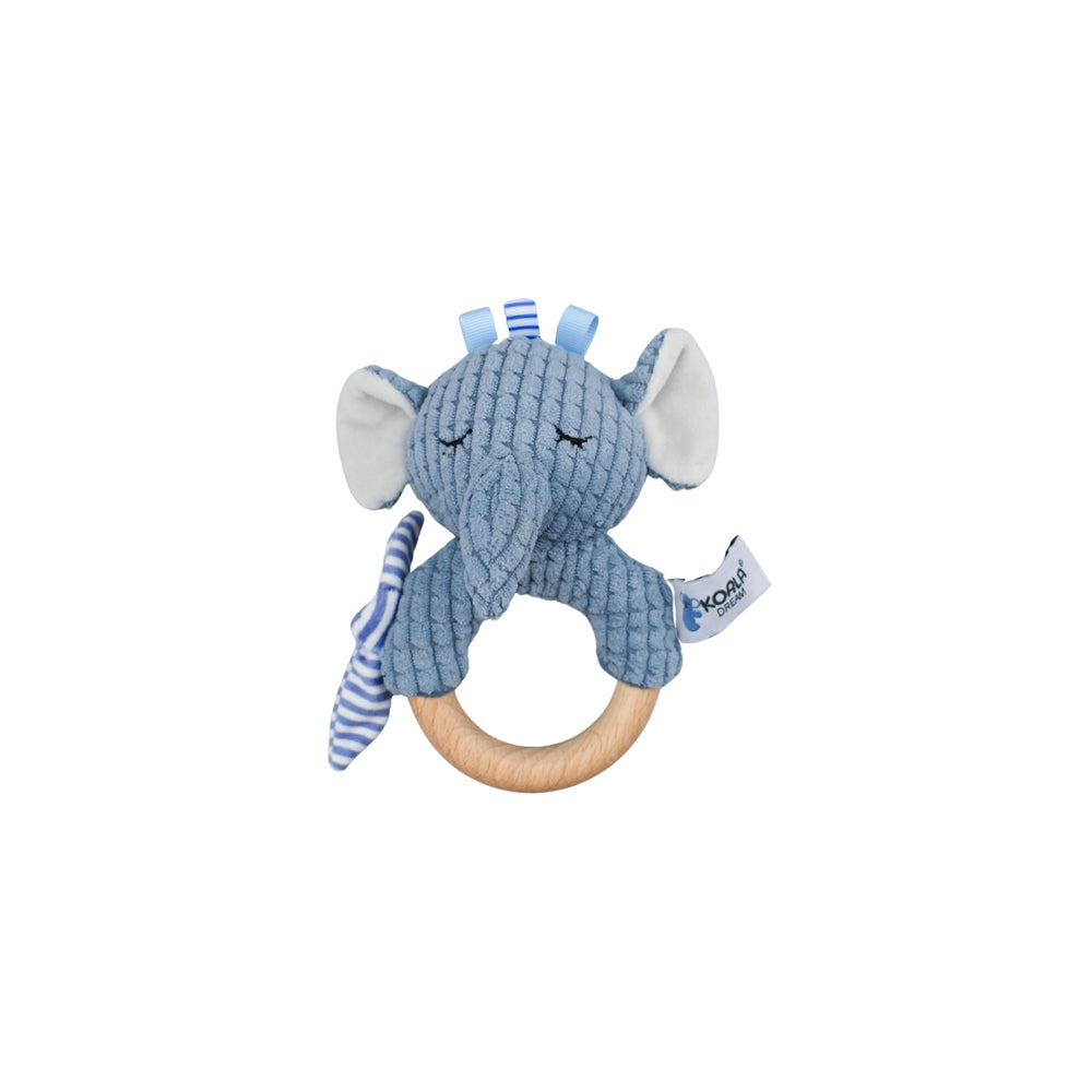 Koala Dream Snuggle Buddy Trunks Elephant Wood Baby Ring Rattle Blue 0M+ (3 Pack) — image 3