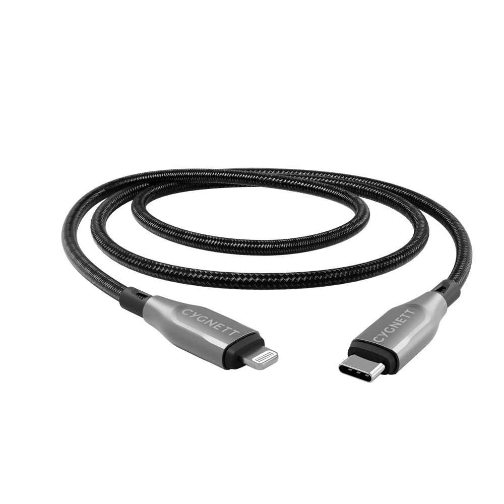 Cygnett Armoured USB-C to 8-Pin Charging & Data Sync Cable 2M For iPhone Black — image 2