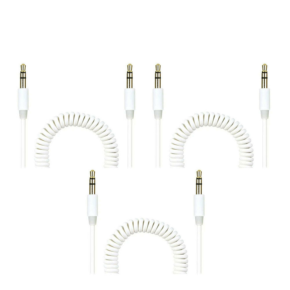 Crest 1.5m Coiled 3.5mm to 3.5mm AUX Male Audio Cable for Speakers/Car White (3 Pack)