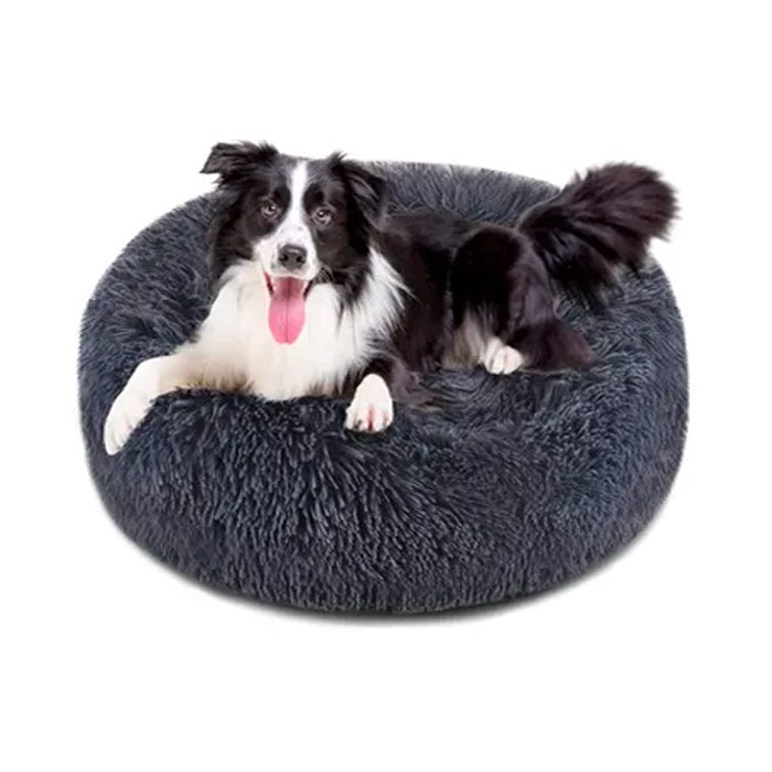 Royale L 60cm Donut Cuddler Round Pet Bed Dog/Puppy/Cat Soft Nest Warm Dark Grey — image 2
