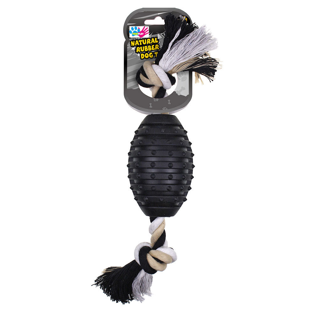 Paw Play 38cm Rubber/Rope Banana Scented Rugby Ball Pet/Cat/Dog Toy Jumbo Black — image 2