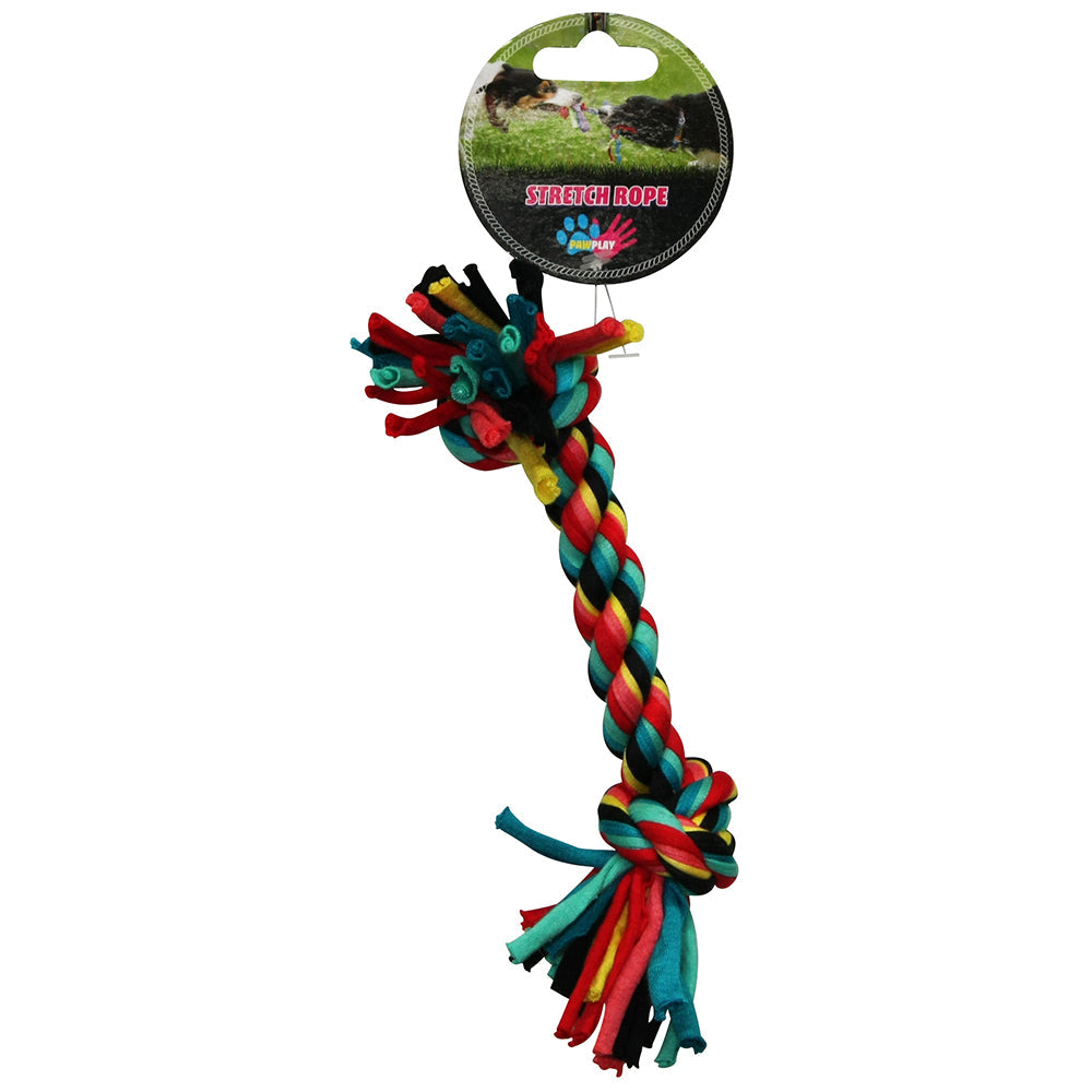 Paw Play Stretch Bone Rope Cotton Knots/Braided Teeth Clean Tug War Dog Toy — 21cm
