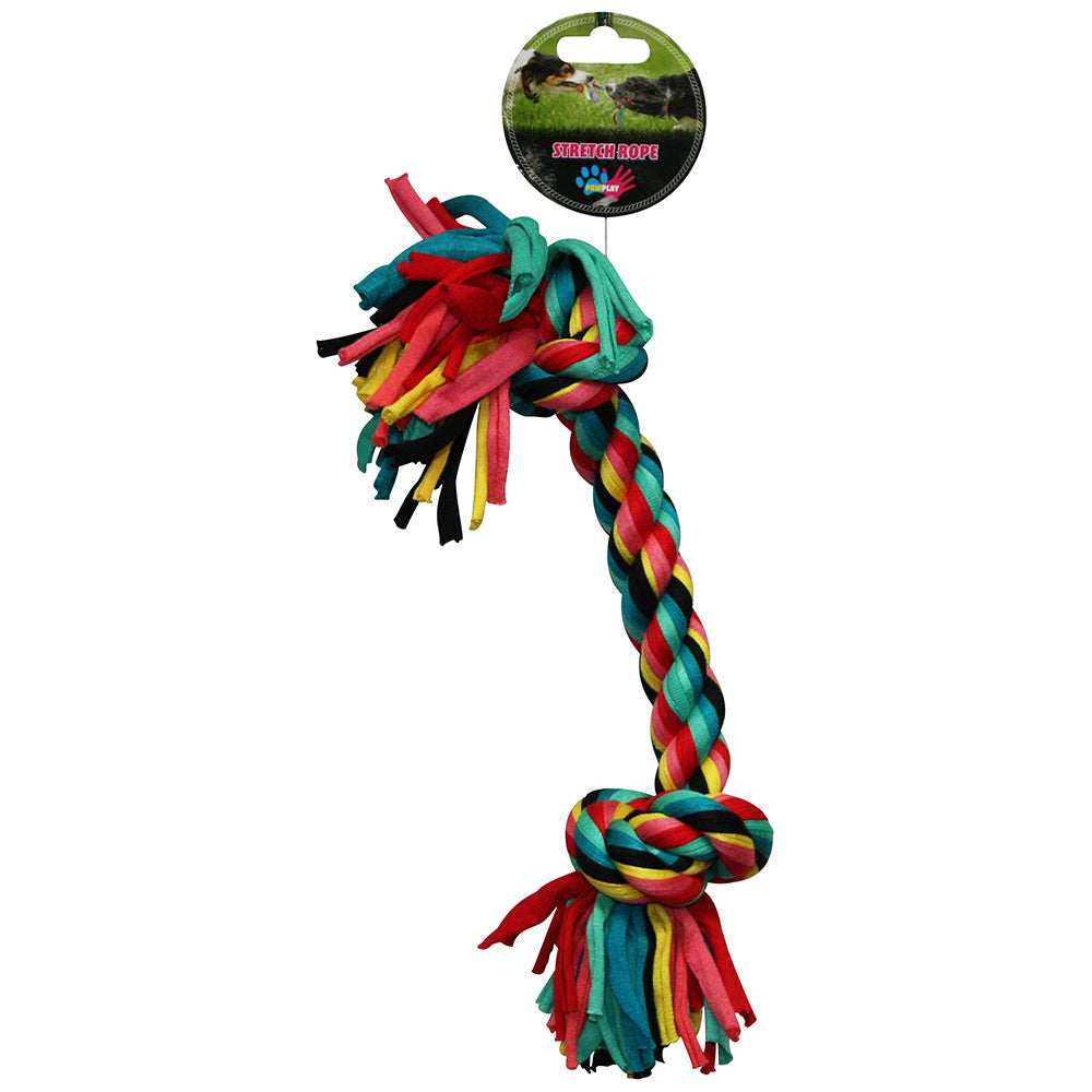 Paw Play Stretch Bone Rope Cotton Knots/Braided Teeth Clean Tug War Dog Toy — 36cm