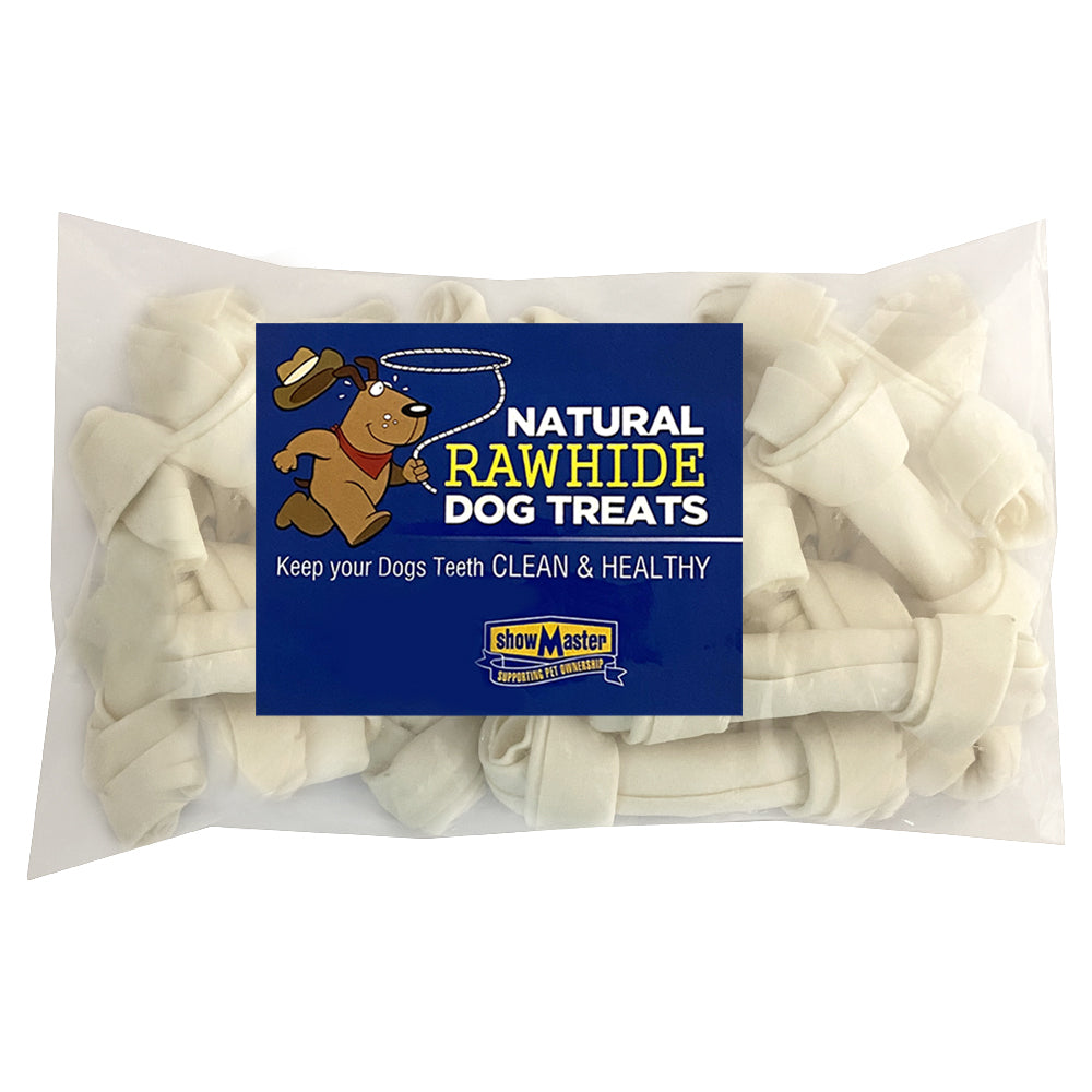 Natural Rawhide Dog/Pet Dental Treats/Chews/Twist Knotted Hide Bones (20 Pieces)