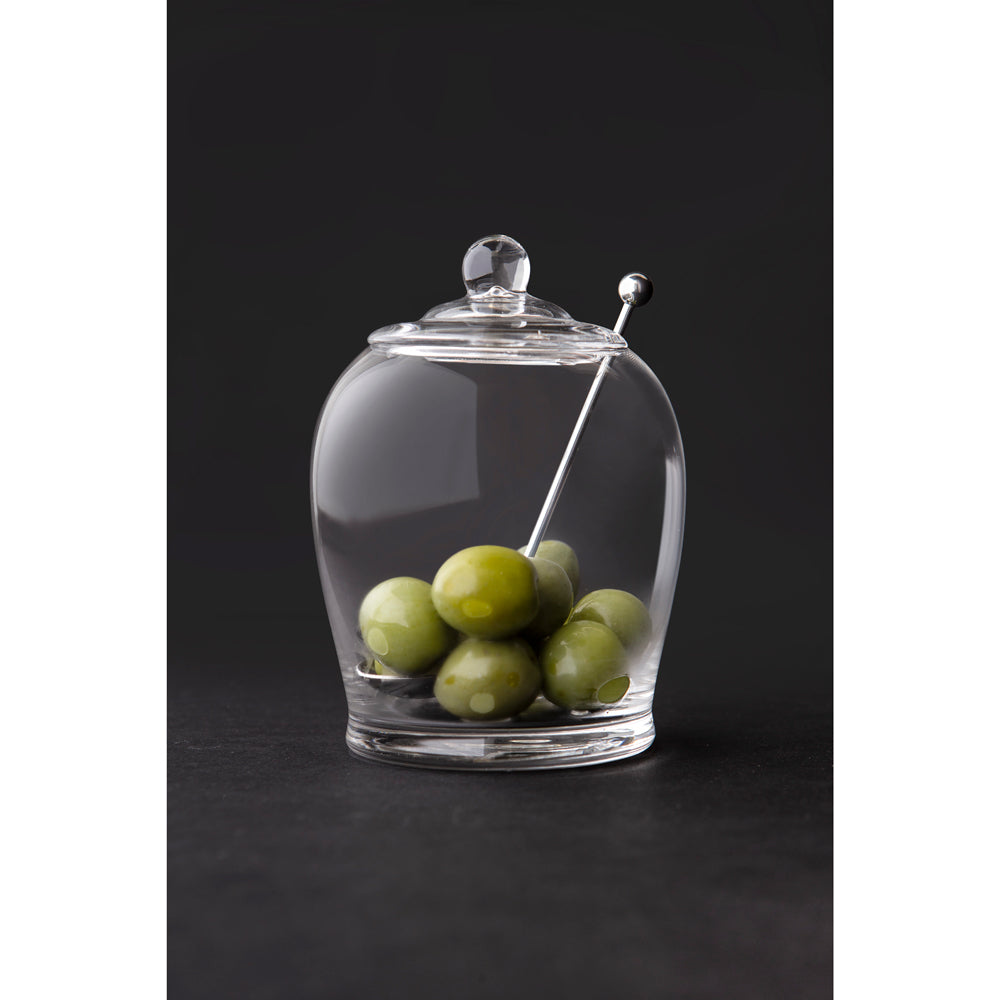 Davis & Waddell Olive Jar Container Storage w/ Stainless Steel Spoon 15cm Clear — image 2