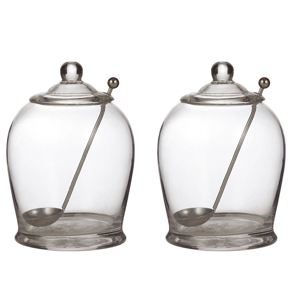 Davis & Waddell Olive Jar Container Storage w/ Stainless Steel Spoon 15cm CLR (2 Pack)