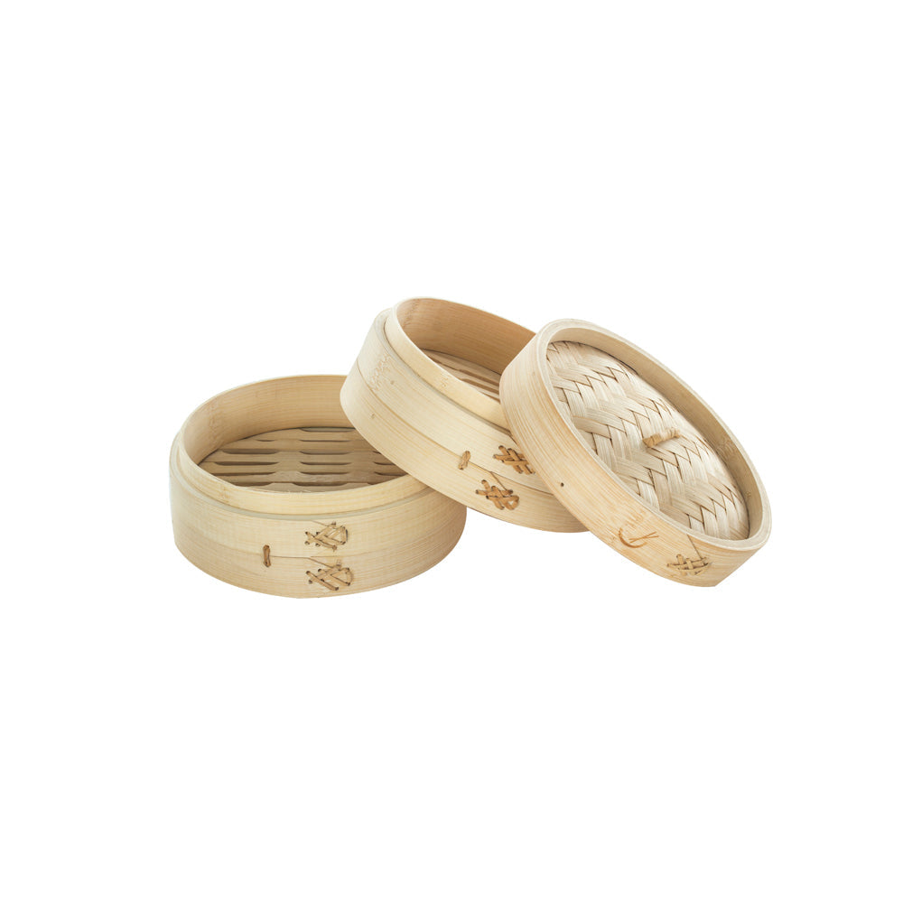 Davis & Waddell 2-Tier Davis & Waddell Bamboo Dumpling/Dim Sum/Food Steamer 17.5x17.5cm Natural