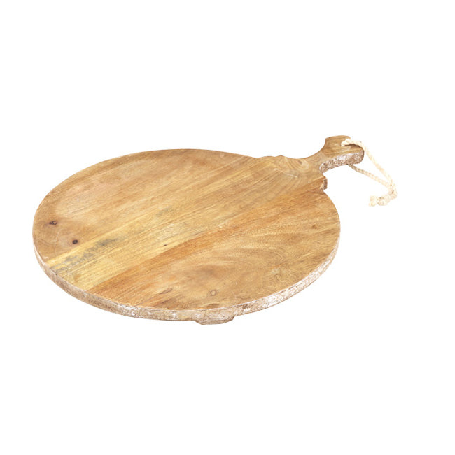 Davis & Waddell Provence Mango Wood Round Board w/ Rope 36x47cm Natural/White