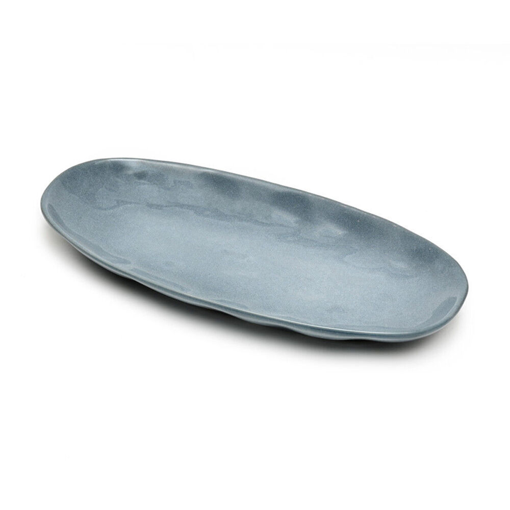 ST. Claire St. Clare Oval Plate Glazed Ceramic Serving Dinner 35x17cm Reactive Blue