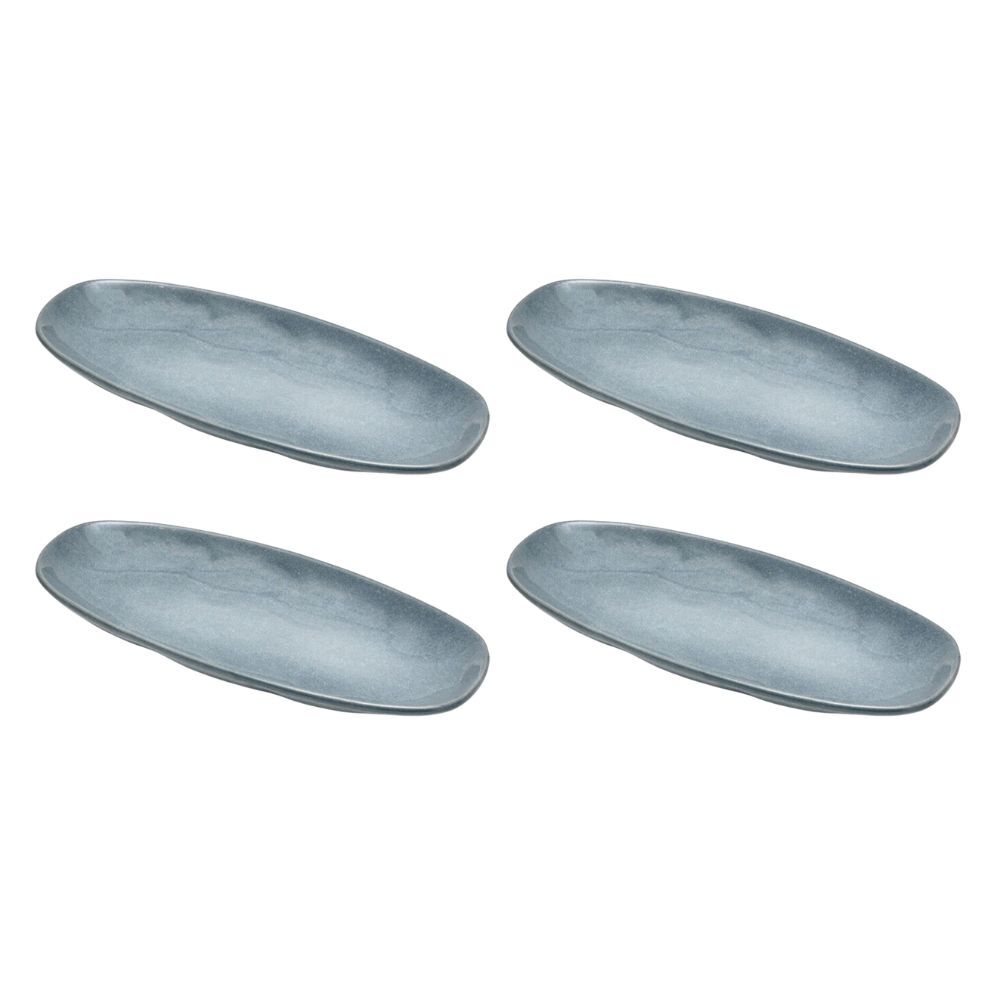 ST. Claire St. Clare Oval Plate Glazed Ceramic Serving Dinner 28x13cm Reactive Blue (4 Pack)