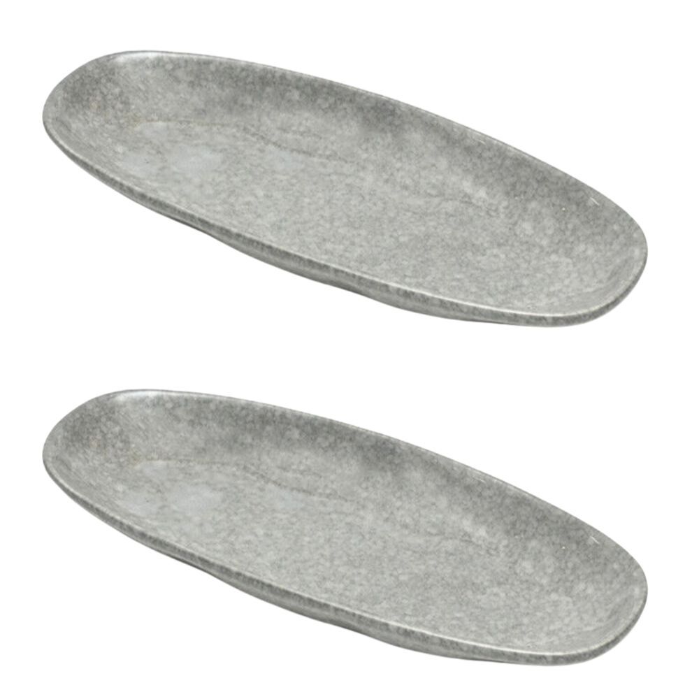ST. Claire St. Clare Oval Plate Glazed Ceramic Serving Dinner 28x13cm Reactive Grey (2 Pack)