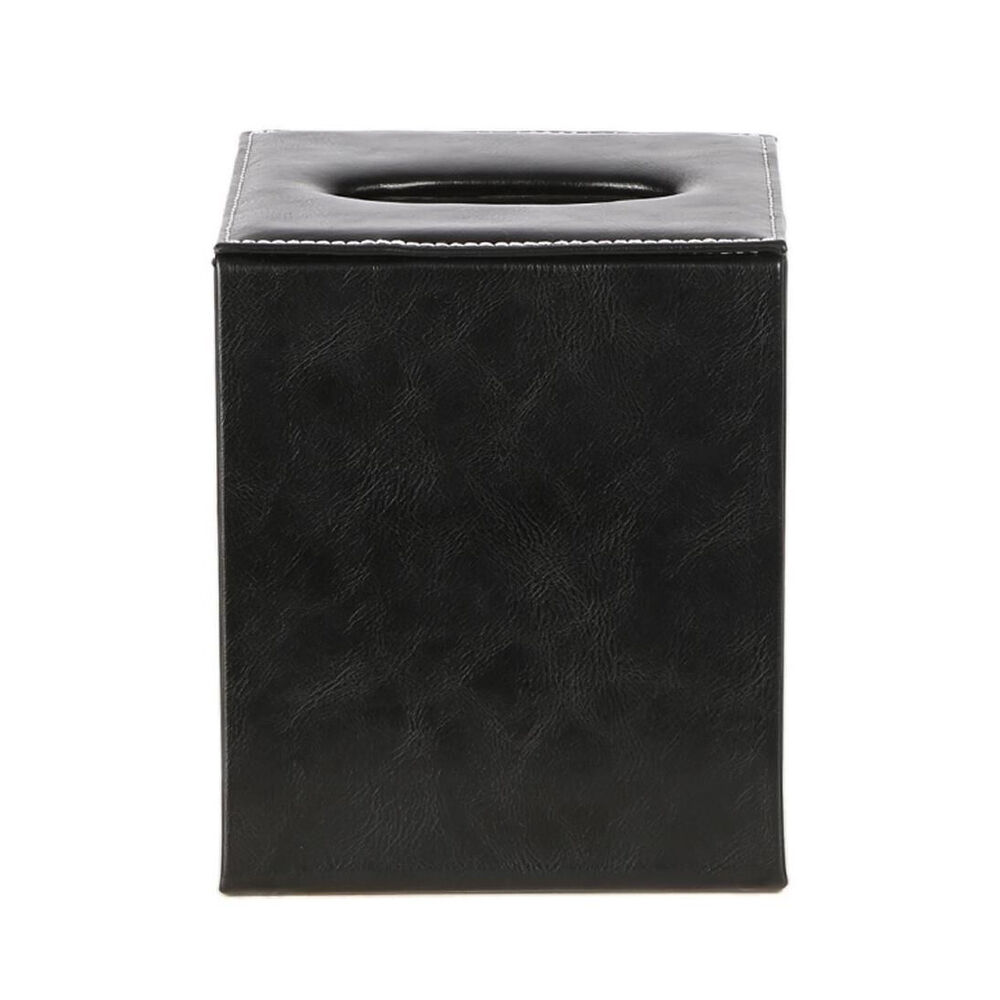 Belle Genieve Leather Square Tissue Box/Cover Tissue Holder 13.5x15.5cm Black