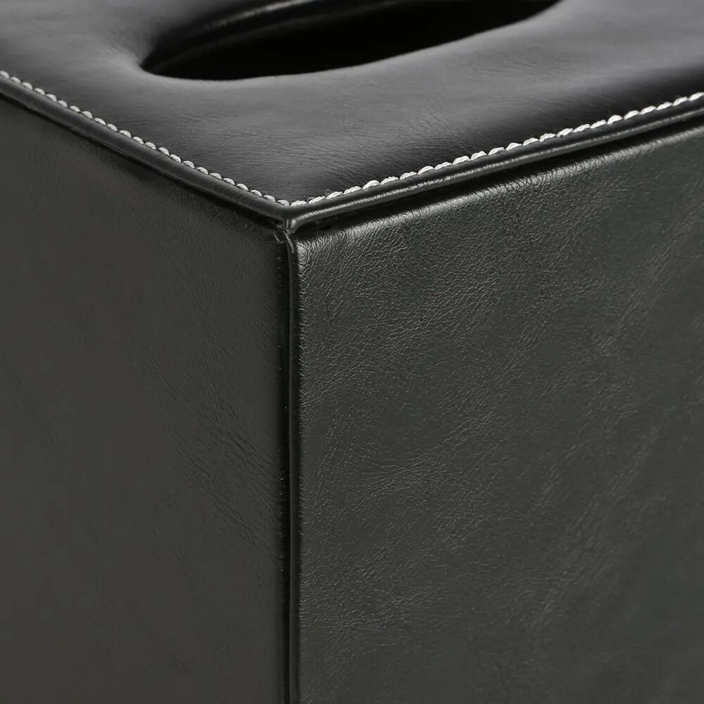 Belle Genieve Leather Square Tissue Box/Cover Tissue Holder 13.5x15.5cm Black — image 3