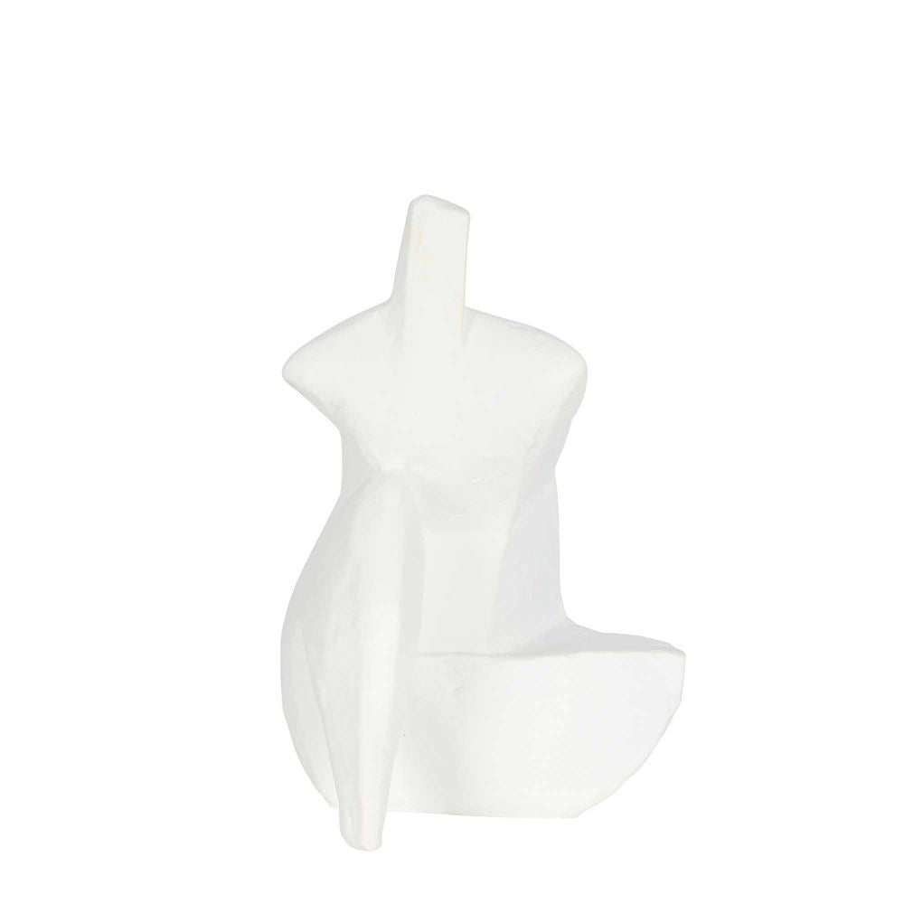 Belle Henry Polyresin Sitting Statue 27cm Sculpture Tabletop Accent Decor White