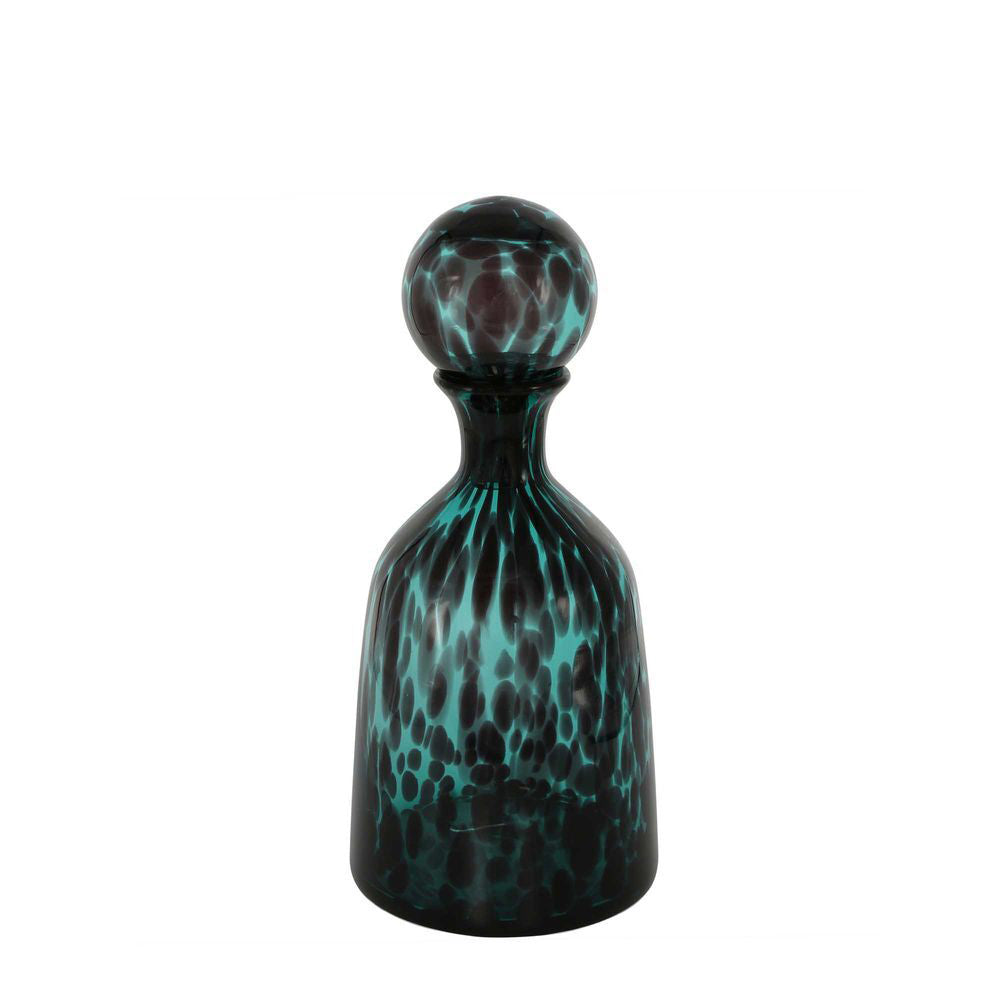 Belle Jasper Glass Bottle Short 33.5cm Decorative Accent Home Decor Verdigris