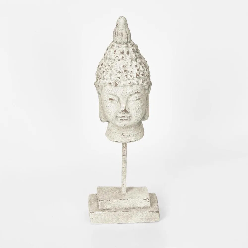 Belle Cement Buddha On Stand Sculpture/Ornament Home Decor 17x47cm Grey — image 2