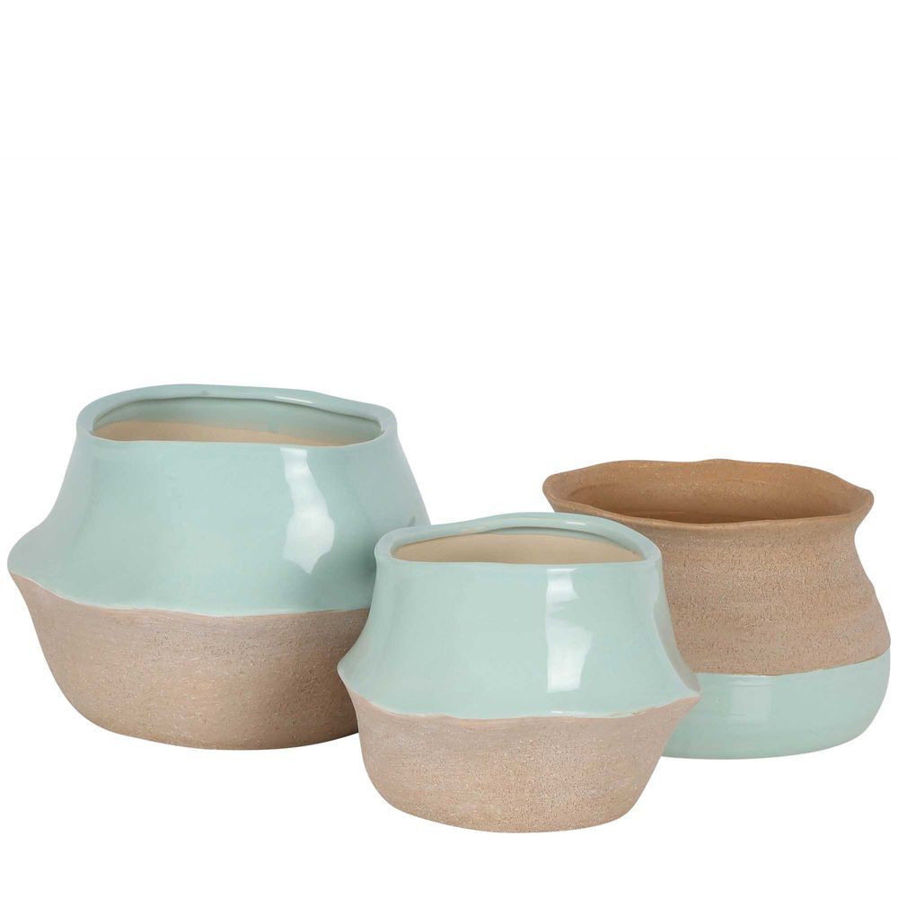 Belle Anka Ceramic Pot Planter Large Round 20cm Flower/Plant Container Soft Sage — image 4