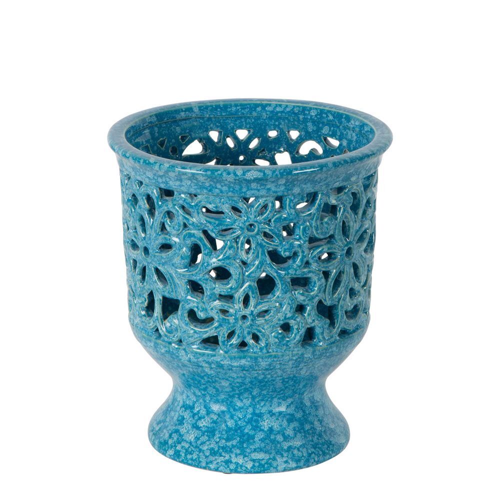 Belle Positano Ceramic Pot Planter Large 25cm Flower/Plant Container Decor Blue — image 2