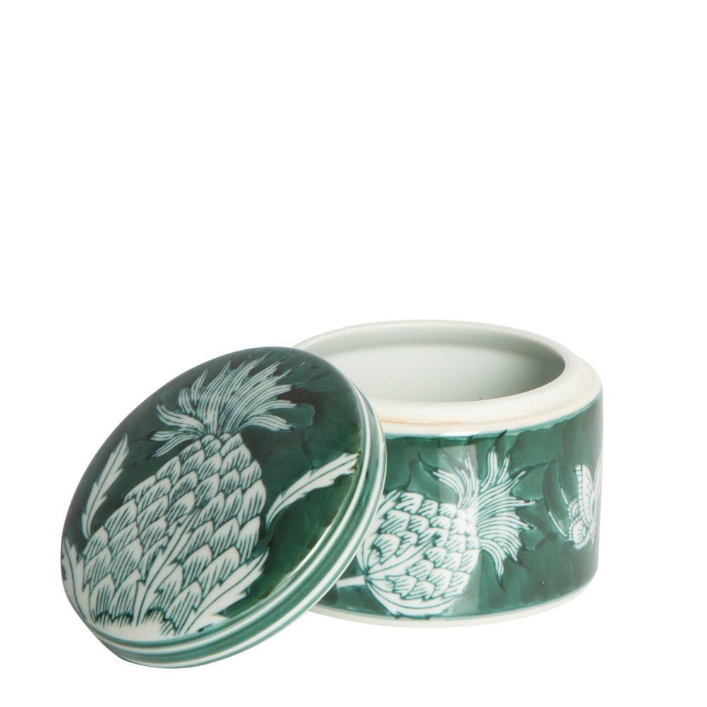 Belle Thistle Porcelain Jar w/ Lid Storage Home Table Decor Small 12x9cm Green — image 2
