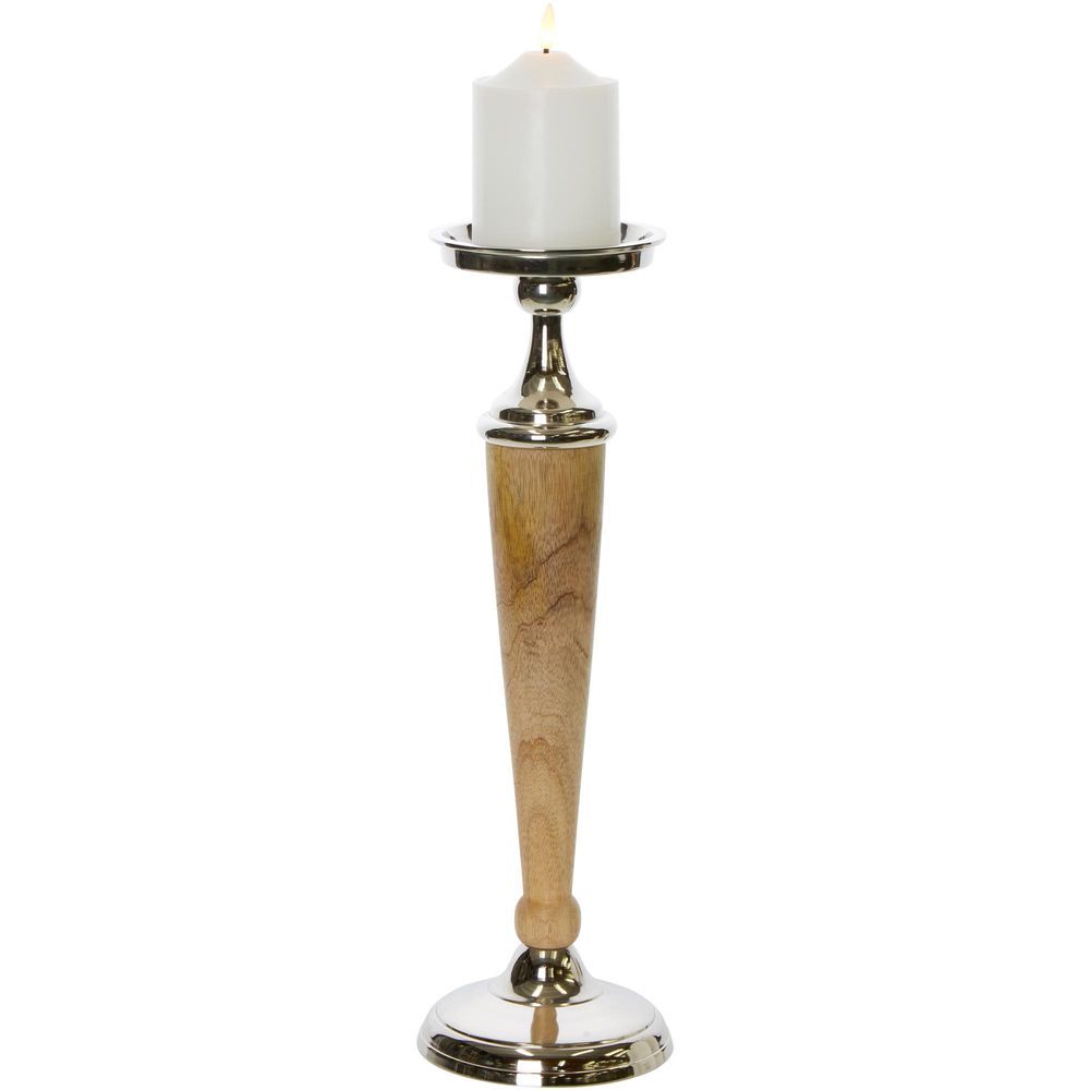 Belle Atlas Aluminium Wooden Candle Stick Holder Large 42cm - Natural — image 2