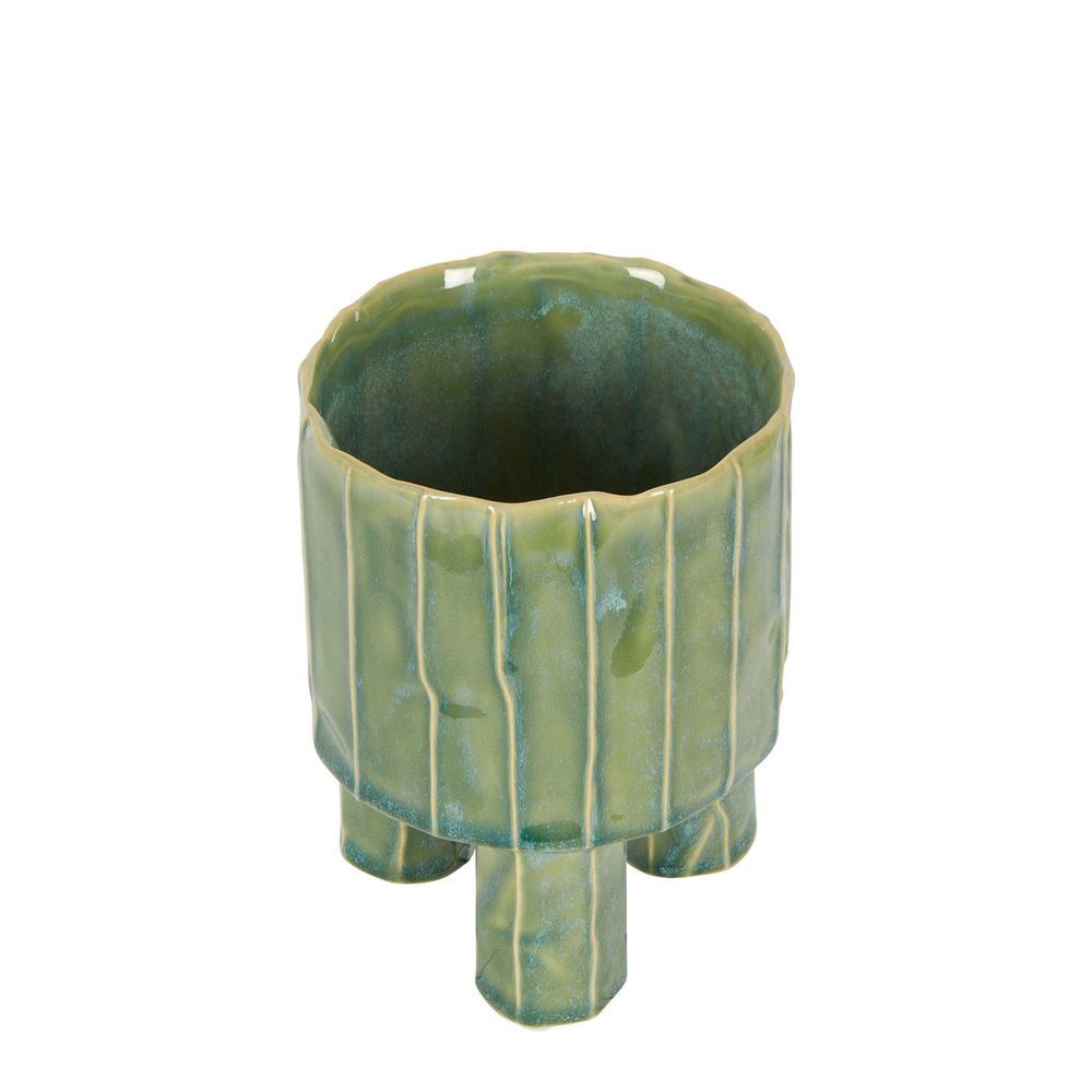 Belle Marimo 16.8cm Stoneware Mini Planter Home Decor Flower Pot Round Green — image 3
