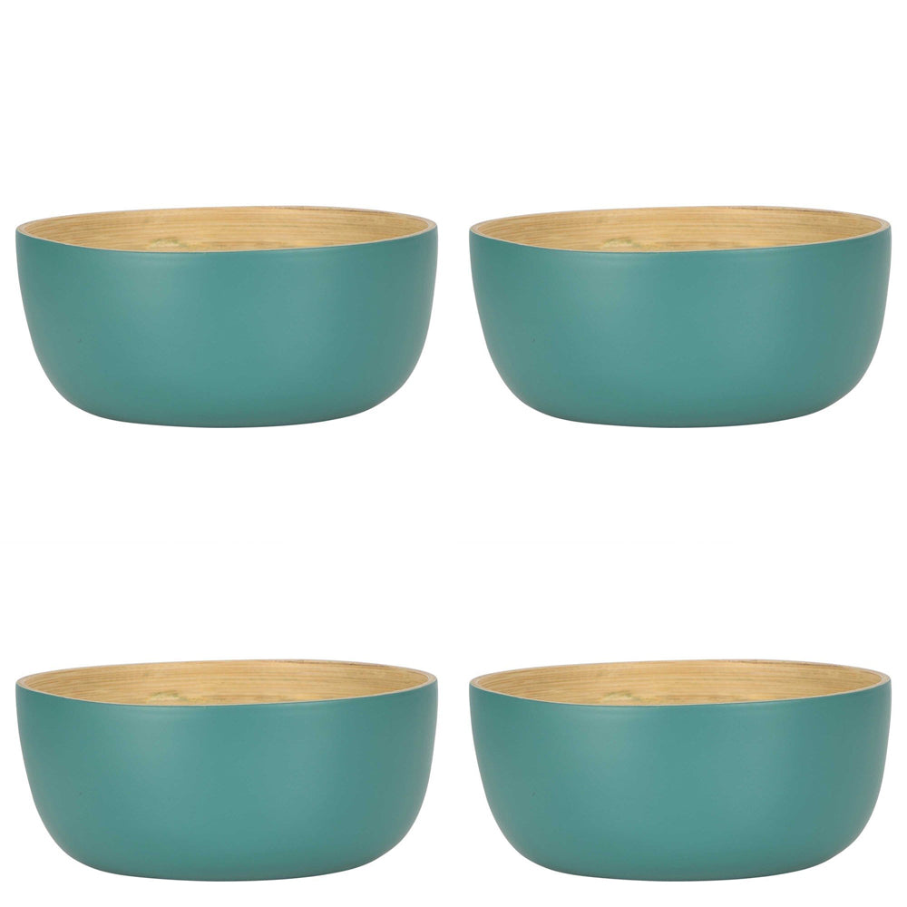 Belle Blana Small Bamboo 15cm Serving Noodle/Food Bowl Round Tableware Sage (4 Pack)
