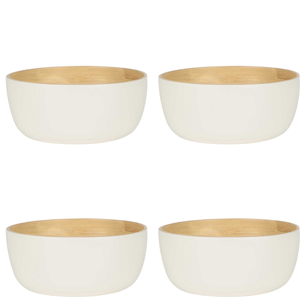 Belle Blana Small Bamboo 15cm Serving Noodle/Food Bowl Round Tableware White (4 Pack)