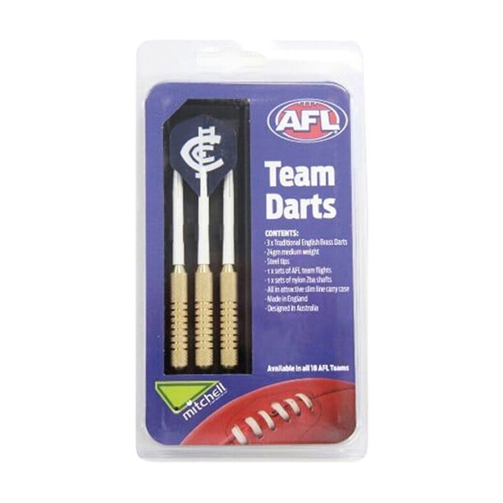 Afl 3pc AFL Brass Darts Carlton Blues Team Design Flights & Shafts In Case (2 Pack) — image 2