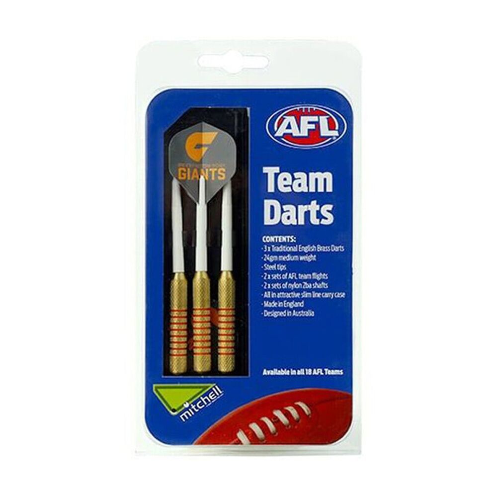 Afl Brass Darts GWS Giants Team Design Flights & Shafts In Case (3 Pieces)