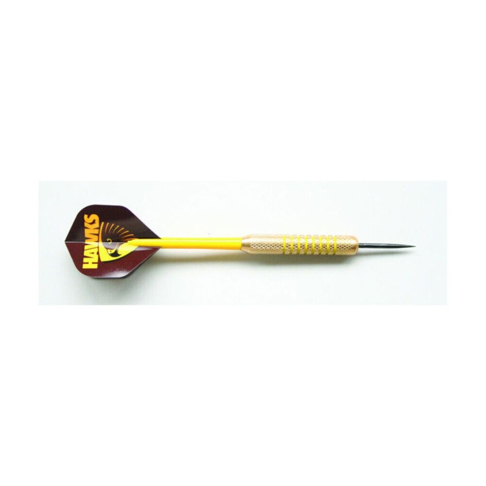 Afl 3pc AFL Brass Darts Hawthorn Hawks Team Design Flights & Shafts In Case (2 Pack) — image 3