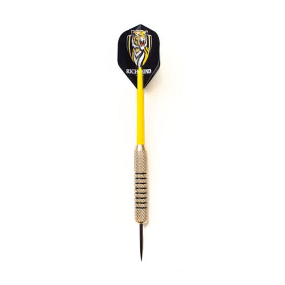 Afl 3pc AFL Brass Darts Richmond Tigers Team Design Flights & Shafts In Case (2 Pack) — image 3