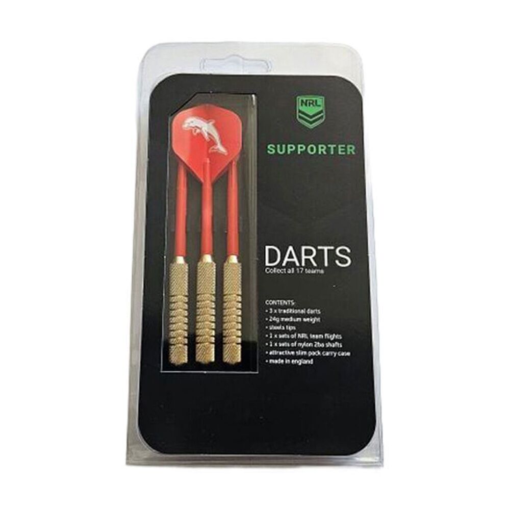 NRL 3pc NRL Darts Dolphins Team Design 24 Gram Flights & Shafts Case Included (2 Pack) — image 2