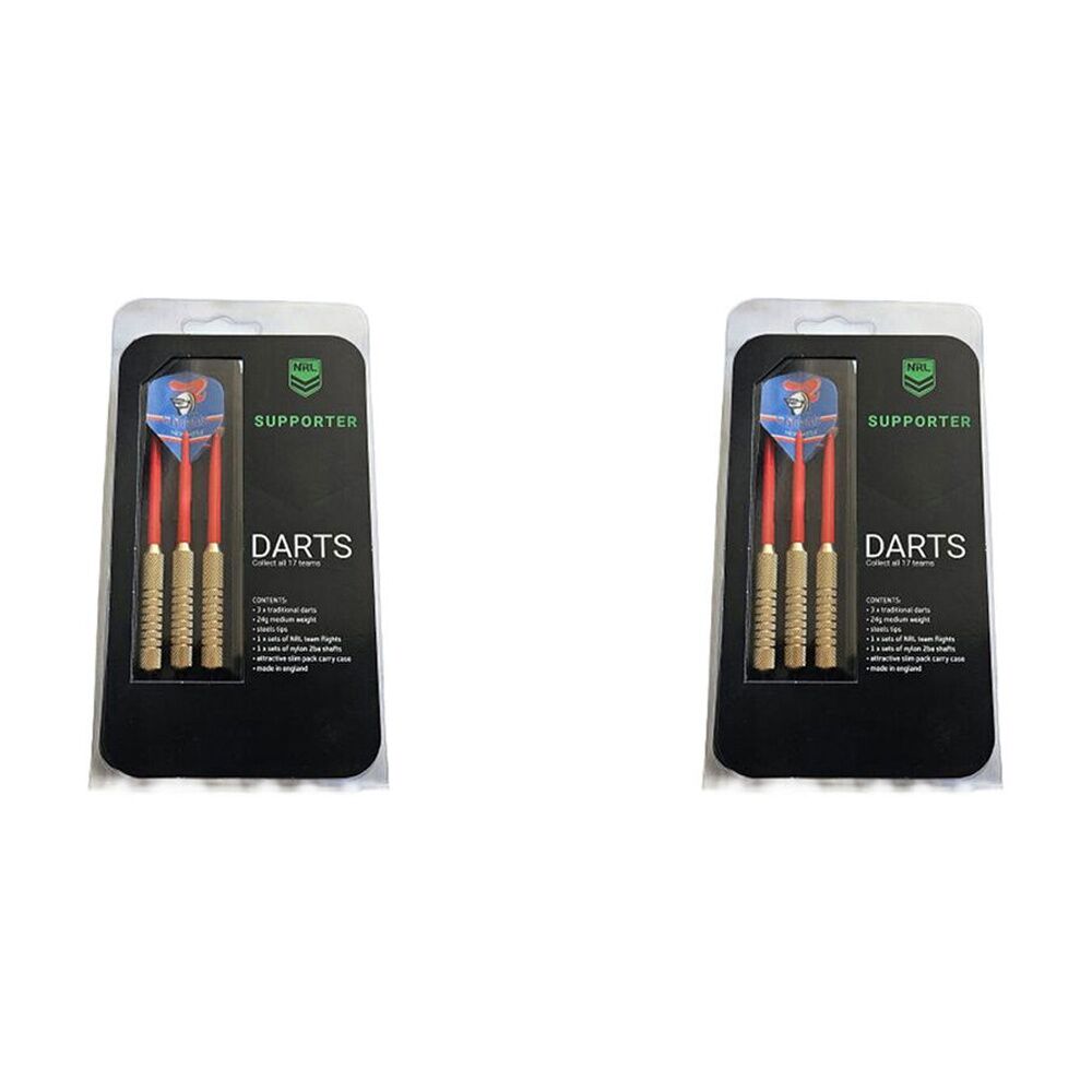 NRL 3pc NRL Darts Newcastle Knights Team Design Flights & Shafts Case Included (2 Pack)