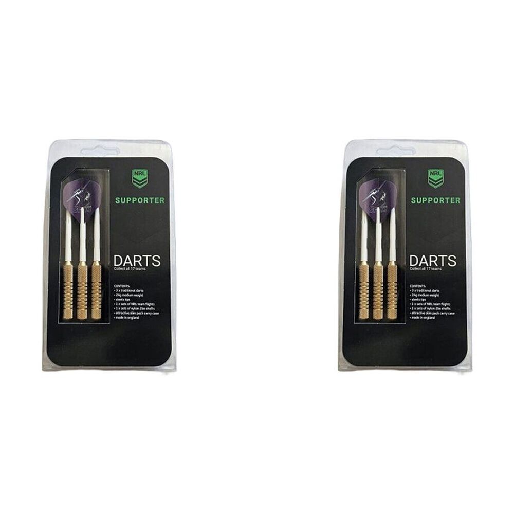 NRL 3pc NRL Darts Melbourne Storm Team Design Flights & Shafts Case Included (2 Pack)