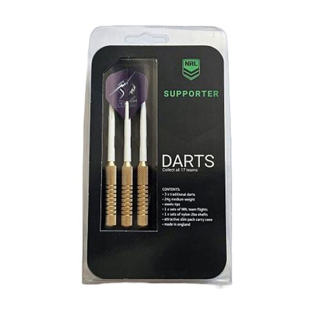 NRL 3pc NRL Darts Melbourne Storm Team Design Flights & Shafts Case Included (2 Pack) — image 2