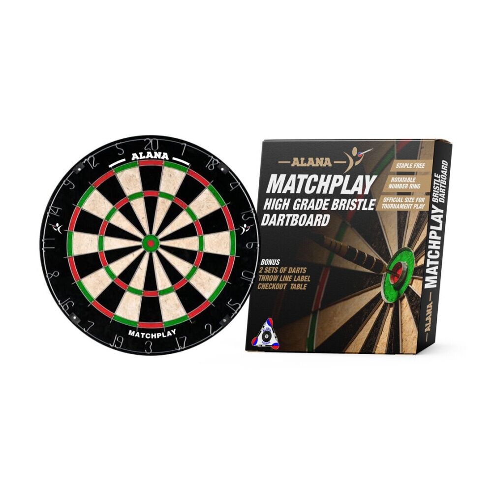 Alana Match Play Bristle w/ 2 Sets Brass Darts Round Wire Spider Dartboard