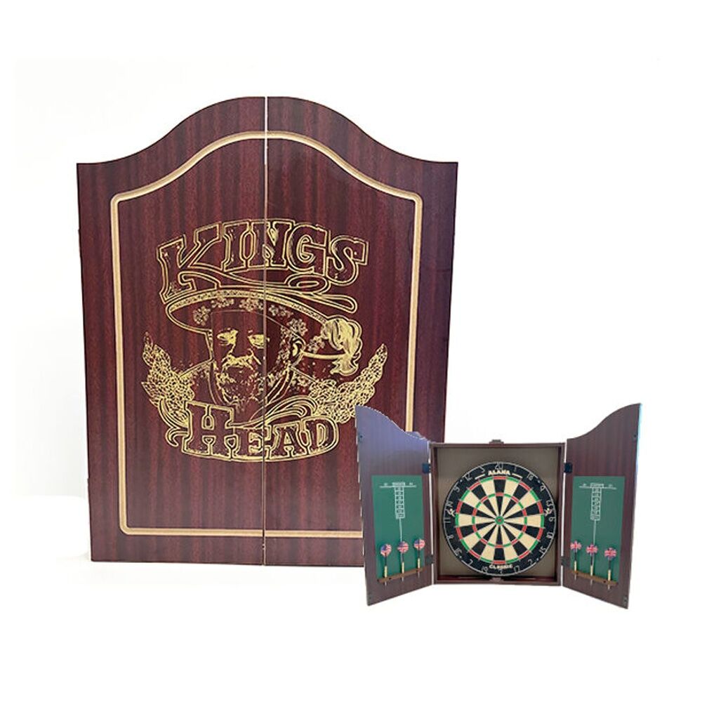 Alana Kings Head Dartboard Cabinet with & Darts Wooden Classic Design — image 2