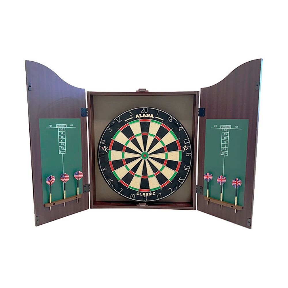 Alana Ships Inn Dartboard Cabinet with & Darts Wooden Nautical Design