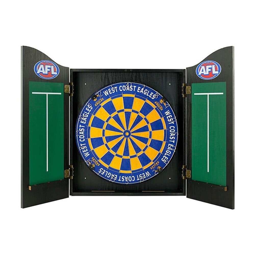 Afl Dartboard and Cabinet Set Black Finish West Coast Eagles Team Design — image 2