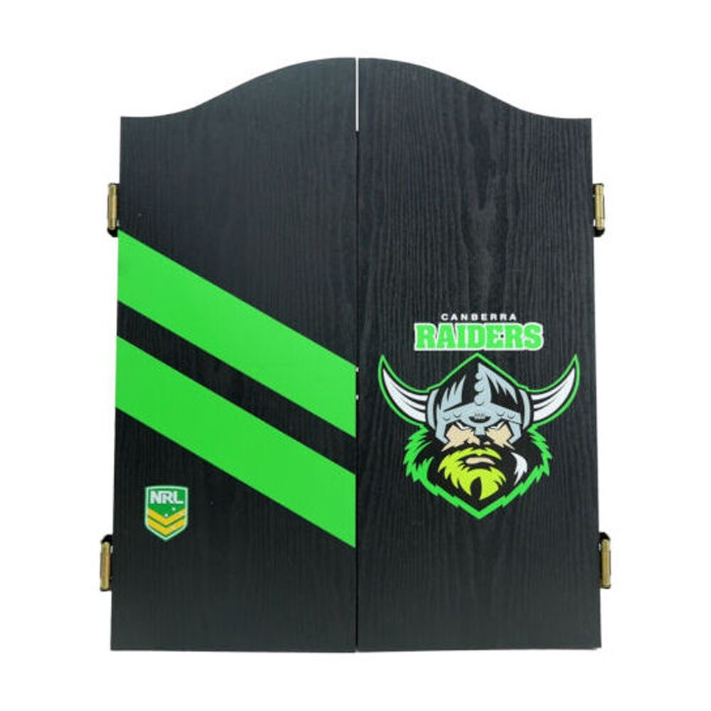 NRL Dartboard and Cabinet Set Black Finish Canberra Raiders Team Design — image 3