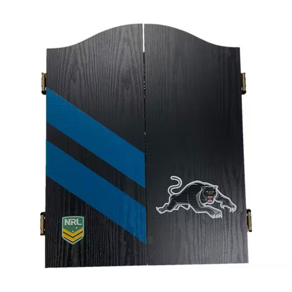 NRL Dartboard and Cabinet Set Black Finish Penrith Panthers Team Design — image 2