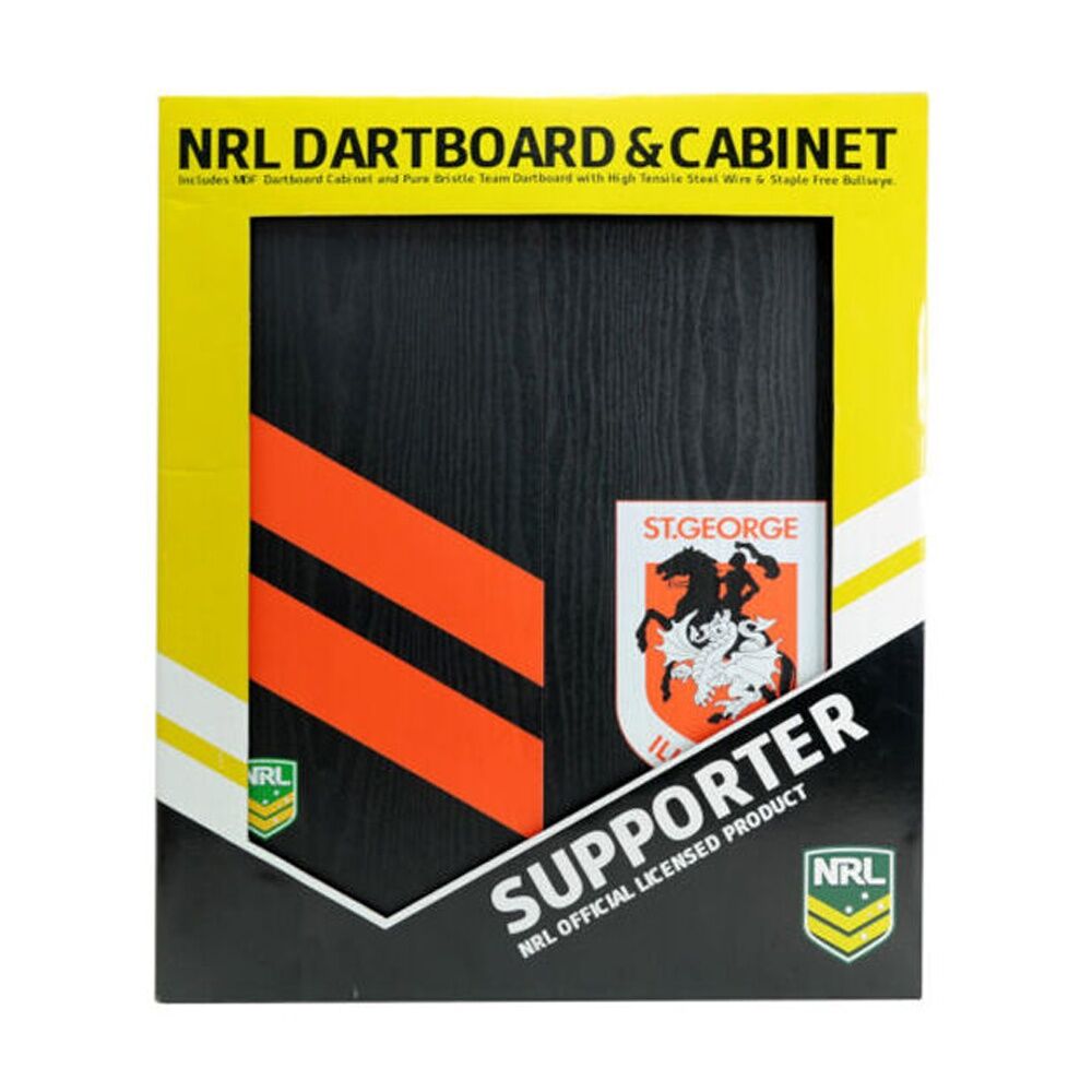 NRL Dartboard and Cabinet Black Finish St George Dragons Team Design — image 2