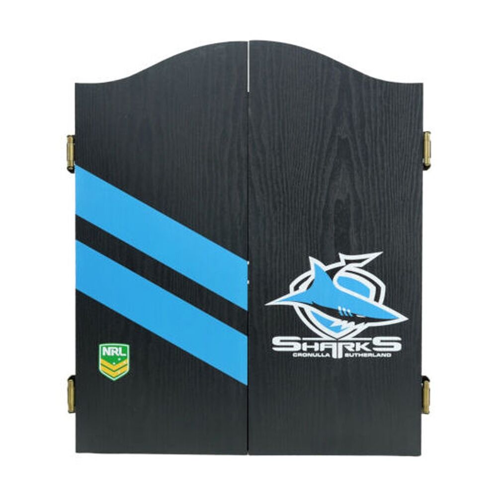 NRL Dartboard and Cabinet Set Black Finish Cronulla Sharks Team Design — image 3