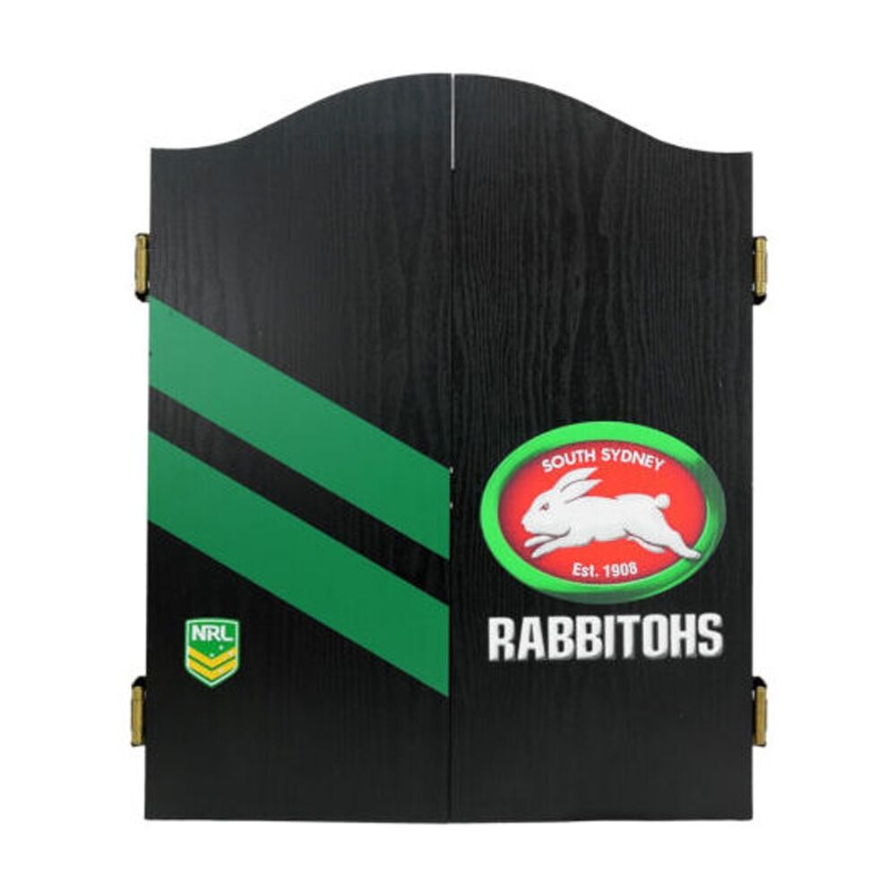 NRL Dartboard and Cabinet Set Black Finish South Sydney Rabbitohs Team Design — image 3