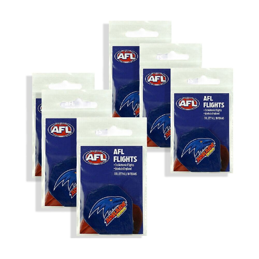 Afl 3pc AFL Dart Flights Adelaide Crows Team Design Metronic Pack England Made (6 Pack)