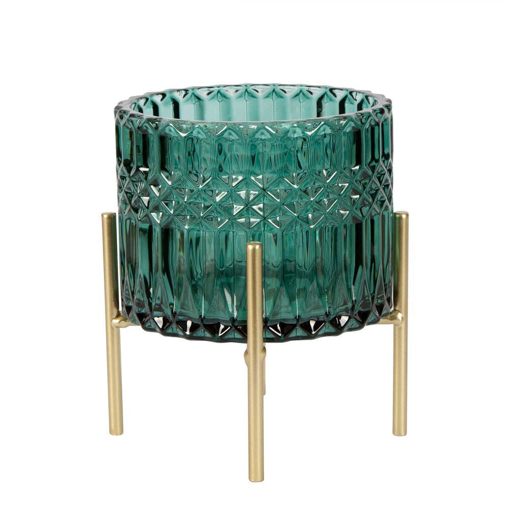 Belle Demi Glass/Iron Tealight Holder Large 13cm - Emerald (2 Pack) — image 2